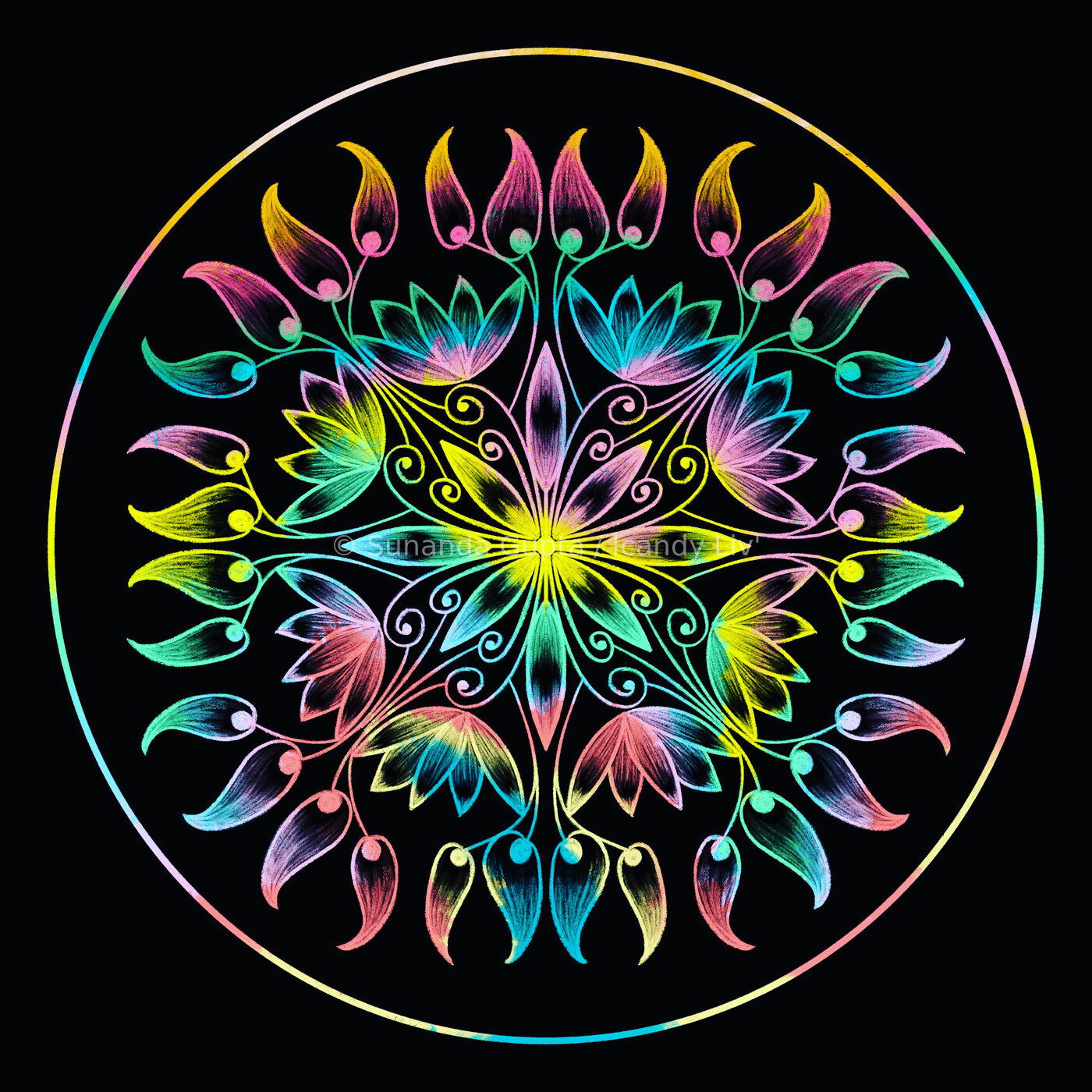 Rainbow floral mandala